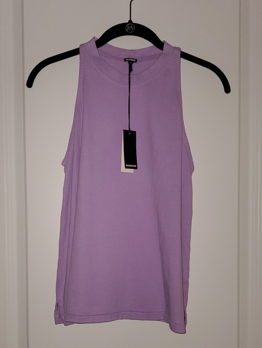 Monrow M Lilac Sleeveless Crew Tank Organic Cotton